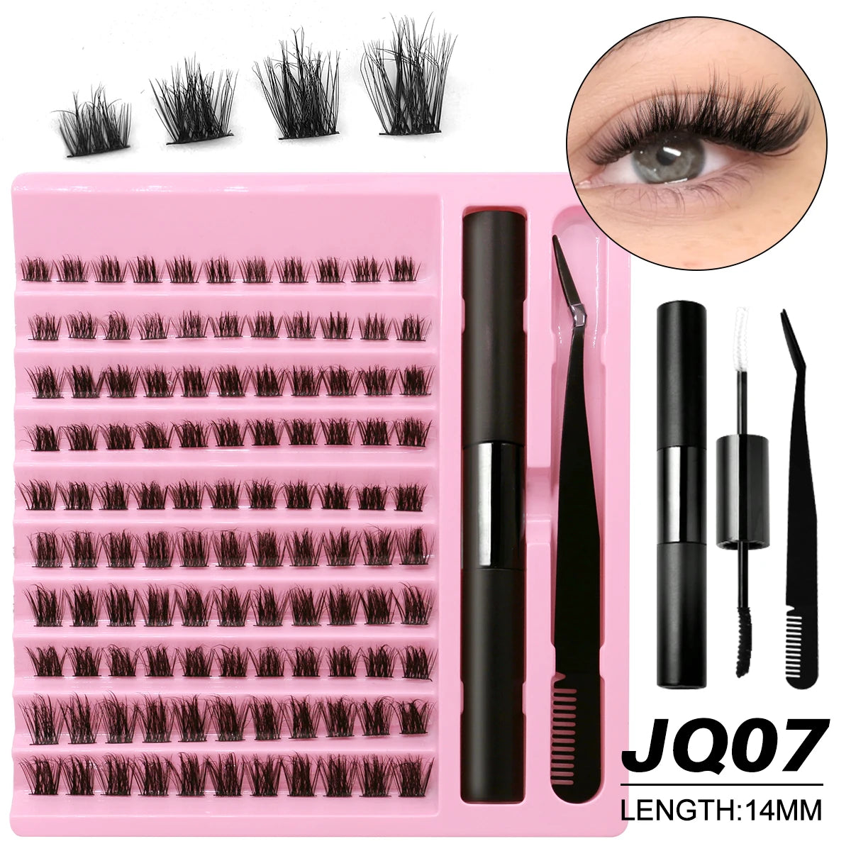 GROINNEYA DIY Lashes Extension Kit Individual Eyelash Extension Kit Cluster Lashes Kit Lash Glue for Eyelash Extensions Makeup