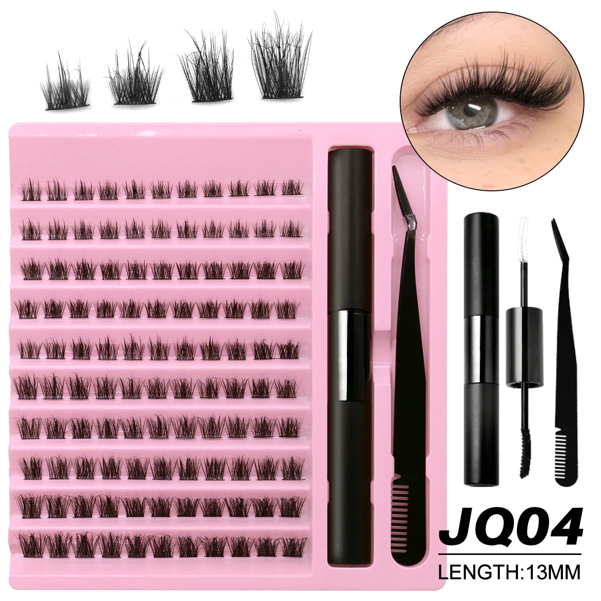 GROINNEYA DIY Lashes Extension Kit Individual Eyelash Extension Kit Cluster Lashes Kit Lash Glue for Eyelash Extensions Makeup