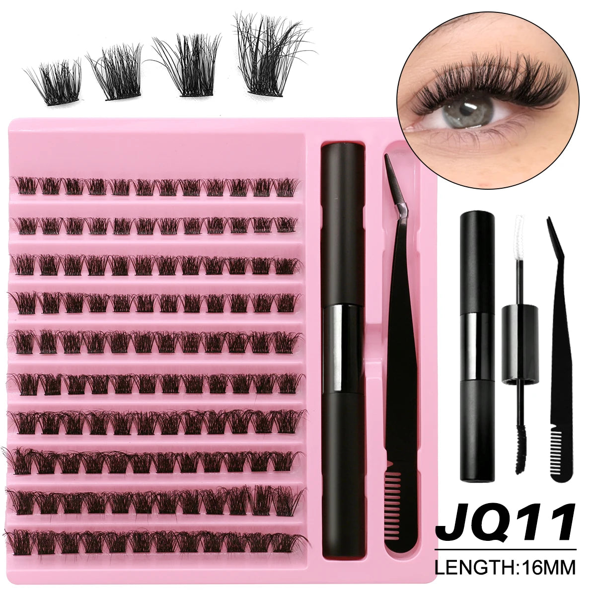 GROINNEYA DIY Lashes Extension Kit Individual Eyelash Extension Kit Cluster Lashes Kit Lash Glue for Eyelash Extensions Makeup