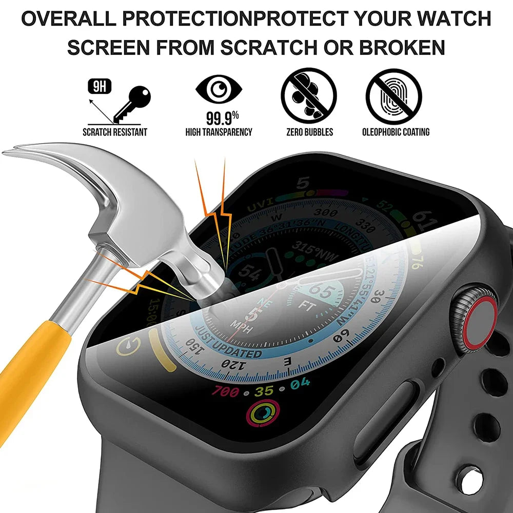 Privacy Glass+Case For Apple Watch 10 46mm 42mm Tempered Anti-Peeping Screen Protector Cover For iWatch series 10 Accessorie