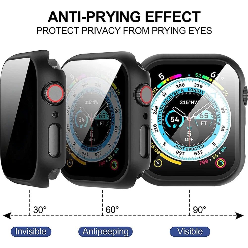 Privacy Glass+Case For Apple Watch 10 46mm 42mm Tempered Anti-Peeping Screen Protector Cover For iWatch series 10 Accessorie